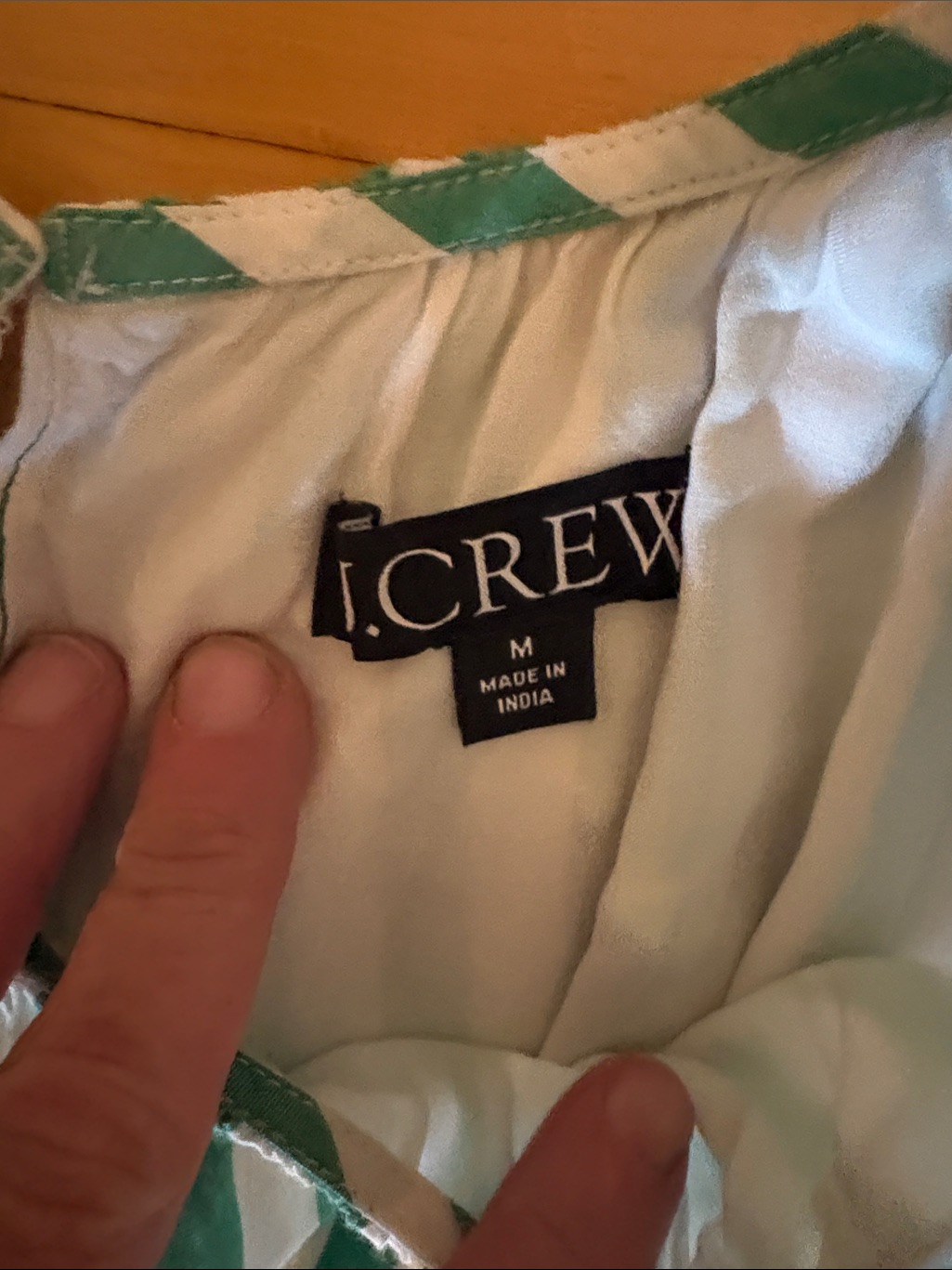 J Crew' Green And White Vertical Stripe Shirred-Waist Dress — image 2 of 3